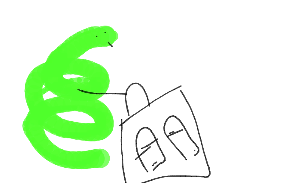 una serpiente con alpargatas