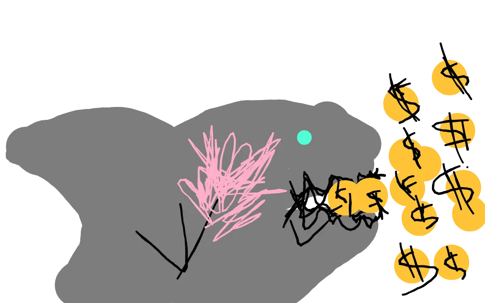 Tiburón con plumero escupe money