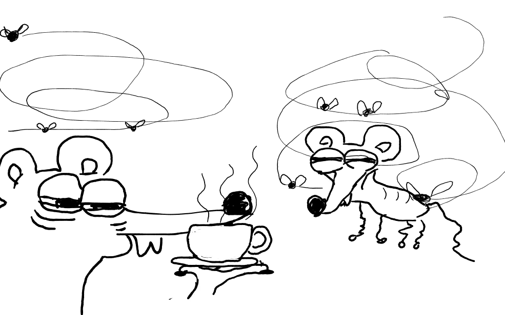 Dos ratas de posguerra celebran una ceremonia del té 